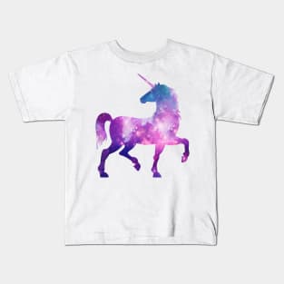 Watercolor cosmic galaxy unicorn Kids T-Shirt